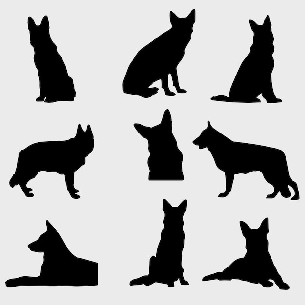 German Shepherd silhouette set