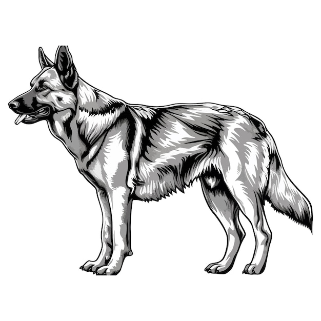 ドイツ・シェパードのシルエットベクトルイラスト