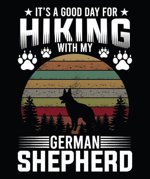 Немецкая овчарка винтажная футболка
