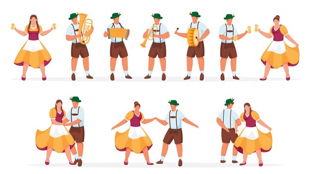 German traditional man and woman illustrations