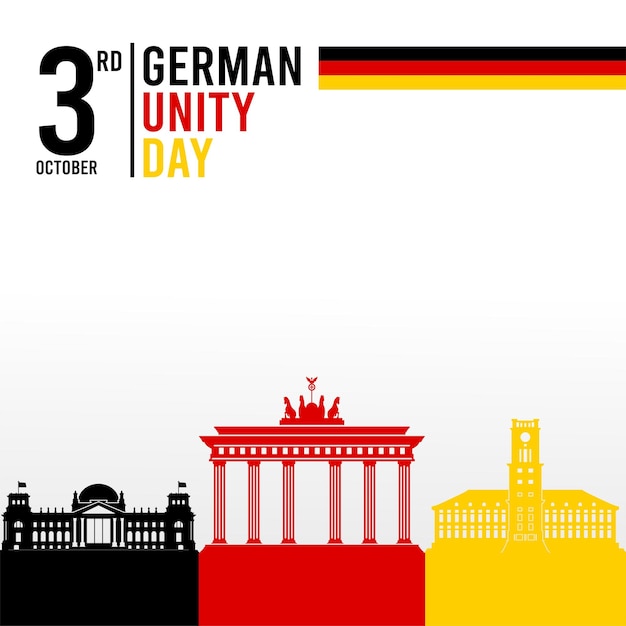 Vettore giornata dell'unità tedesca con tre punti di riferimento