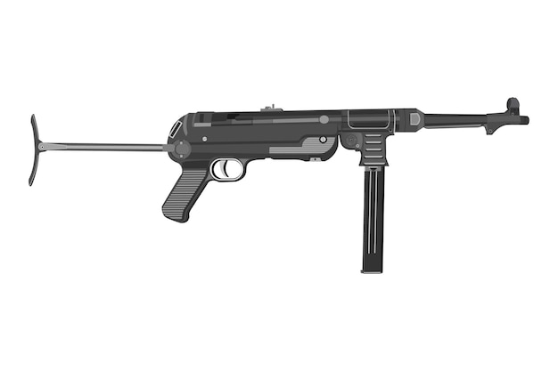Vector german ww2 submachine gun world war 2 machine pistol weapons vector illustration