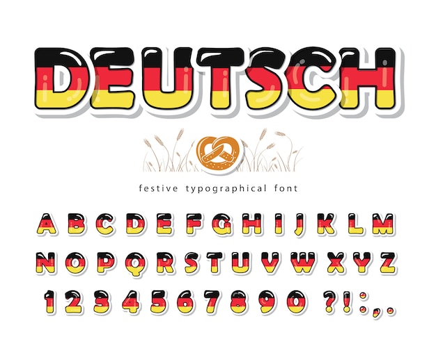 Germany cartoon font. german national flag colors.