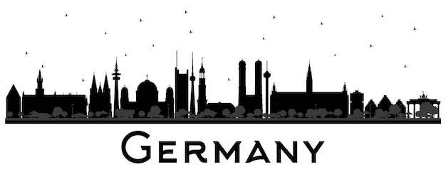 Vector germany city skyline silhouette with black buildings. vector illustration. business travel and tourism concept with historic architecture. germany cityscape with landmarks.