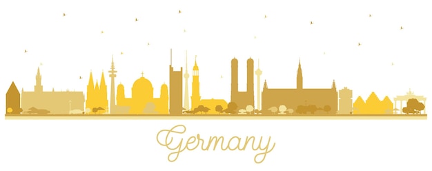 Germany city skyline silhouette with golden buildings. illustration