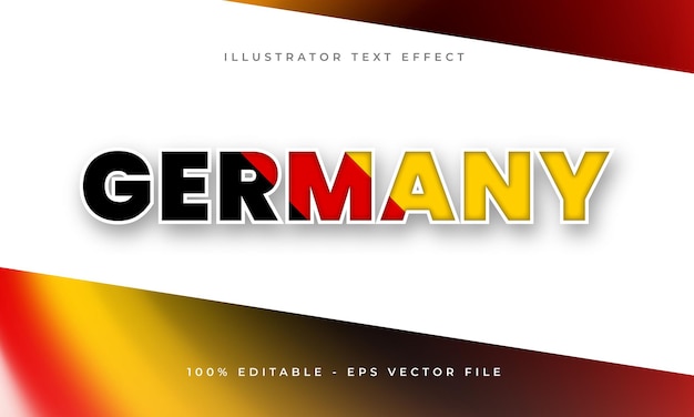 Vettore effetto di testo modificabile germania con trama bandiera tedesca