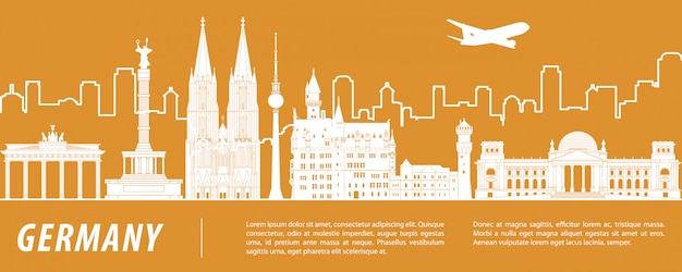 Vector germany famous landmark silhouette