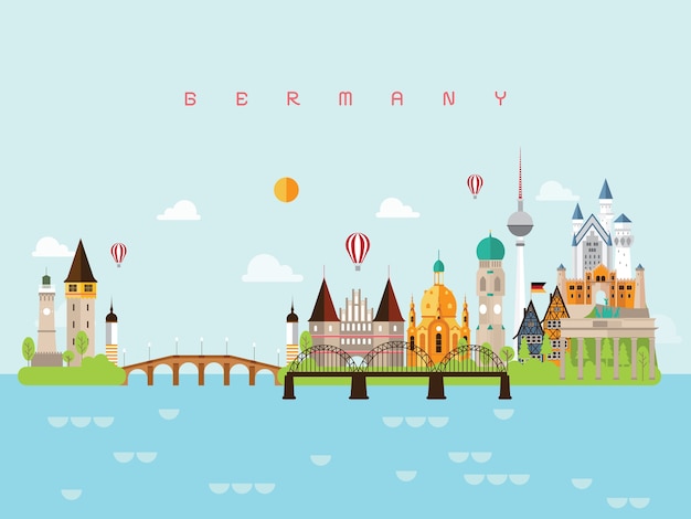 Vector germany famous landmarks infographic