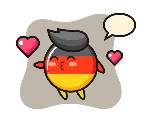 Мультяшный персонаж значка флага германии с жестом поцелуя