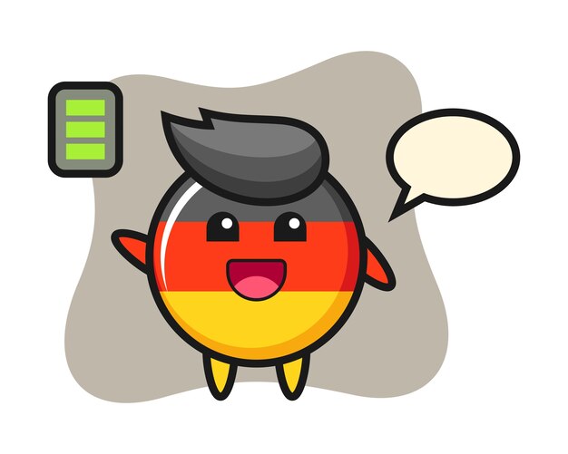 Germany flag badge mascot character with energetic gesture