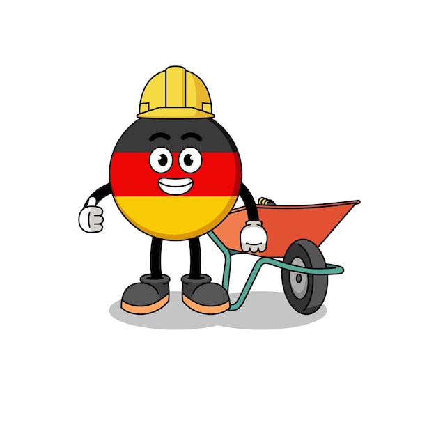 Germany flag cartoon as a contractor character design