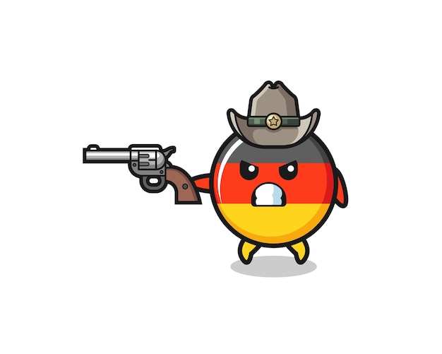 Il cowboy della bandiera della germania spara con una pistola, un design carino