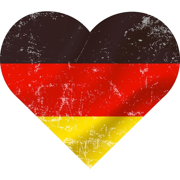 Germany Flag in heart shape grunge vintage German flag Heart Vector flag symbol