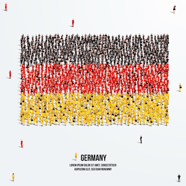 Germany Flag. A large group of people form to create the shape of the German flag. Vector.