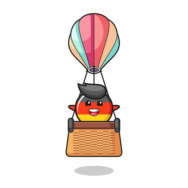 Vector germany flag mascot riding a hot air balloon cute design