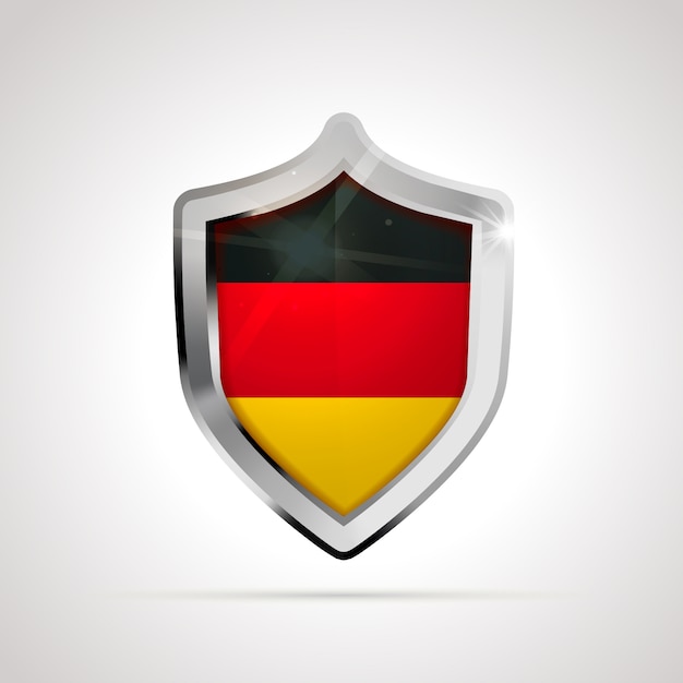 Germany flag projected as a glossy shield