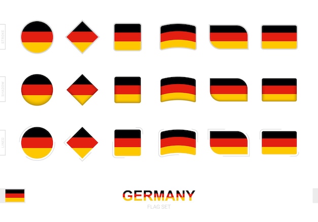 Set di bandiere della germania, semplici bandiere della germania con tre effetti diversi.