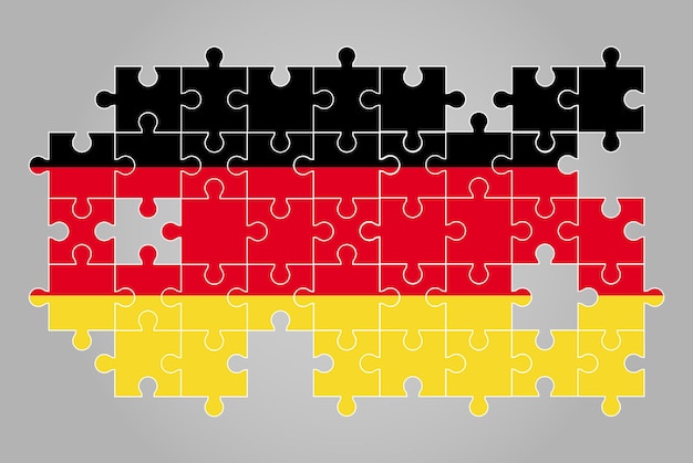 Germany flag shape of jigsaw puzzle vector puzzle map Germany flag for children