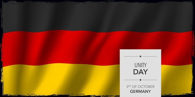 Поздравительная открытка Дня единства Германии, баннер векторные иллюстрации. Немецкий мемориальный праздник 3 октября элемент дизайна с бодикопией