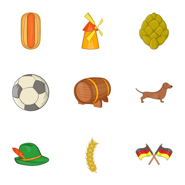 Germany icons set, cartoon style