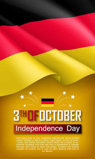 Vector germany independence day vertical flyer 3th of october greeting vector illustration patriotic background with realistic tricolor flag germany country traditional national holiday of unity