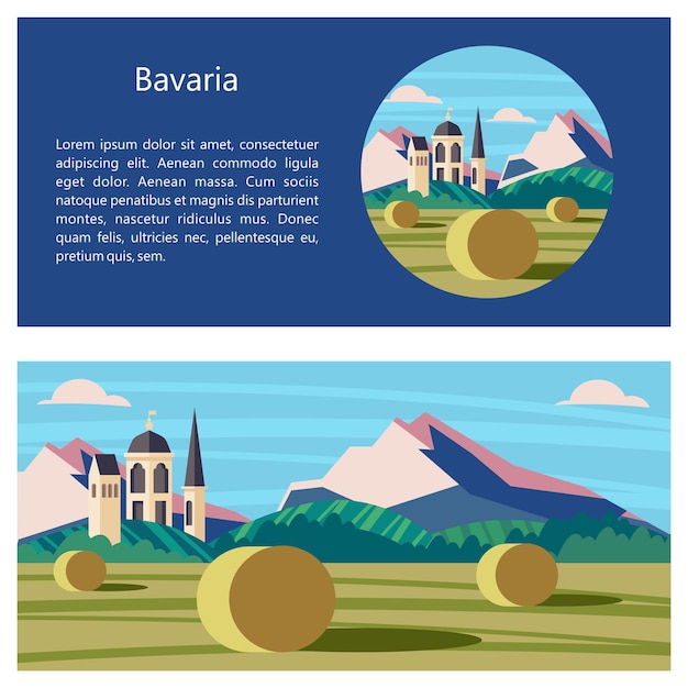 Vector germany. landscapes and architecture of bavaria.