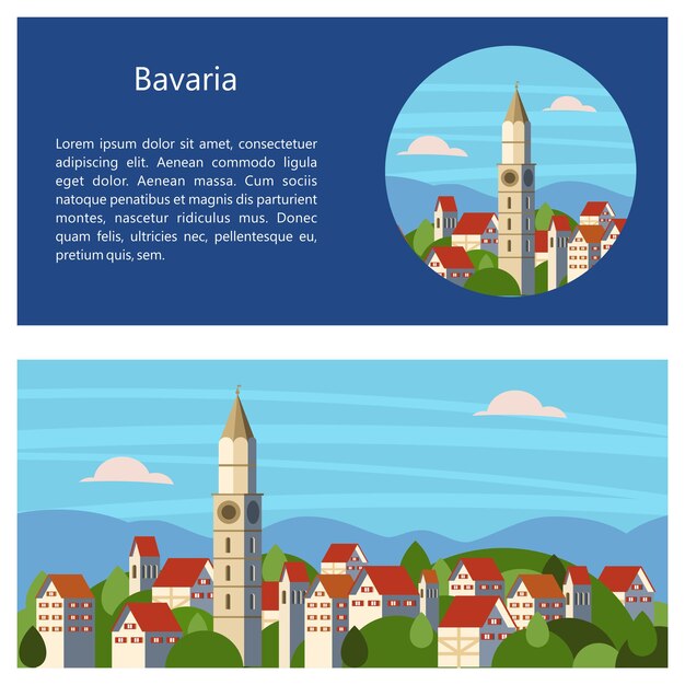 Vector germany. landscapes and architecture of bavaria.