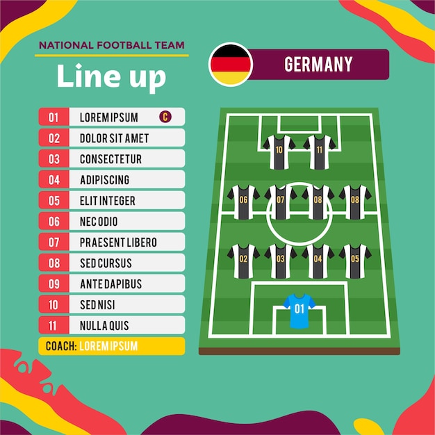 Vettore germania line up football u17 team