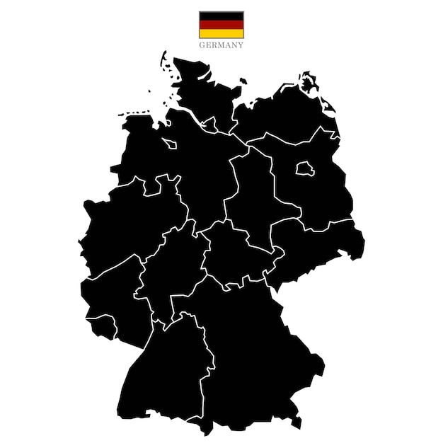 ドイツ地図の背景に状態ドイツ地図フラグ ベクトル illus と白い背景で隔離