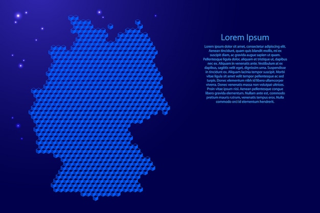 Mappa della germania dal concetto astratto isometrico dei cubi blu 3d