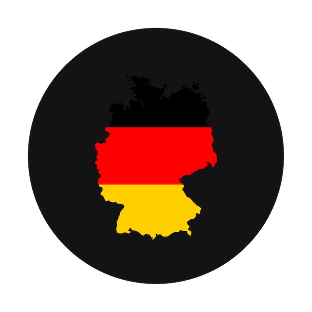 Vettore sagoma mappa germania con bandiera su sfondo nero