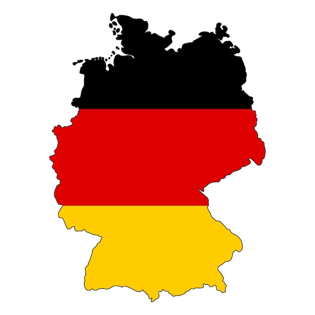 germany map with colors of germany flag vector illustration