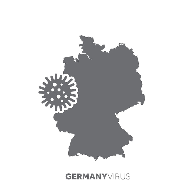 Germany map with a virus microbe illness and disease outbreak