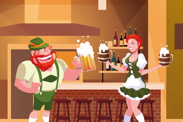 Germany oktoberfest man and woman vector design