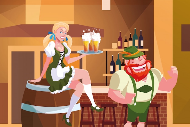 Germania oktoberfest uomo e donna disegno vettoriale