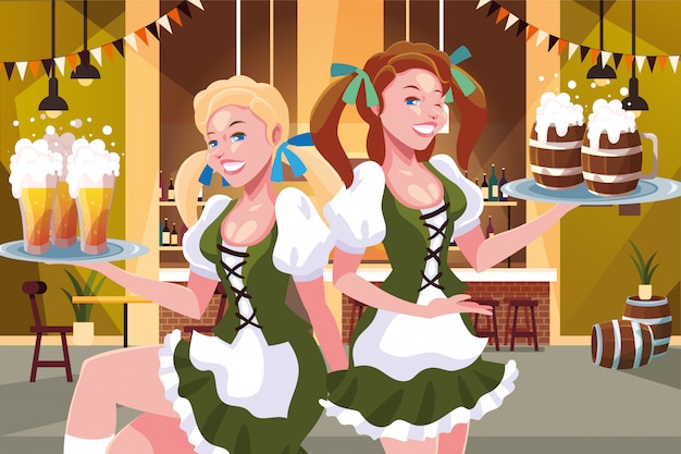 Germania oktoberfest donne disegno vettoriale