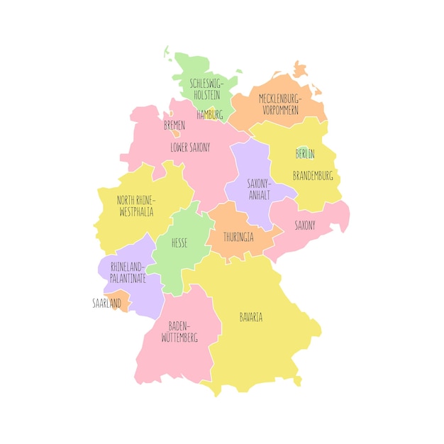 Germany political map Low detailed