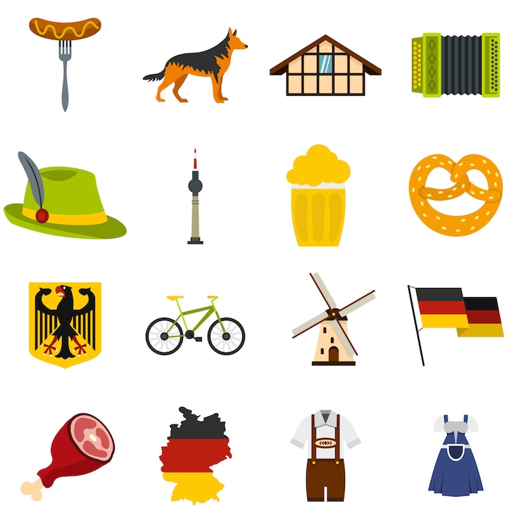 Vector germany set flat icons