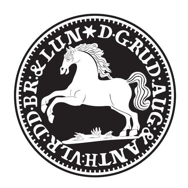 Vector germany silver coin with horse groschen 1691 handmade silhouette collection