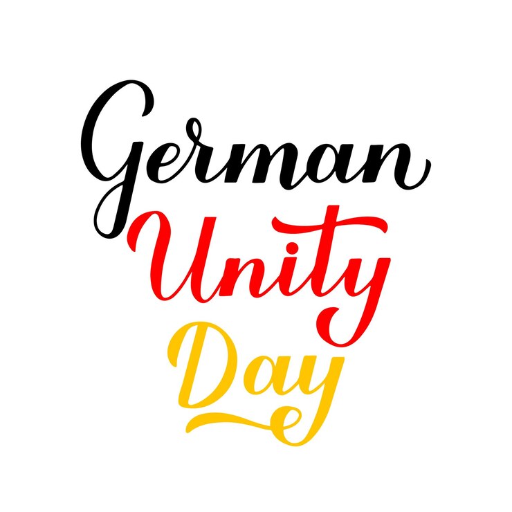 Vector germany unity day calligraphy hand lettering german national holiday celebration on october 3 vector template for banner typography poster flyer greeting card etc