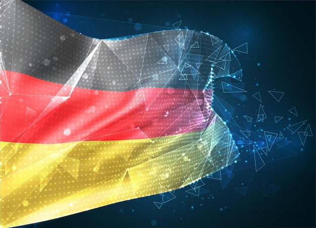 Germany, vector 3d flag on blue background with hud interfaces