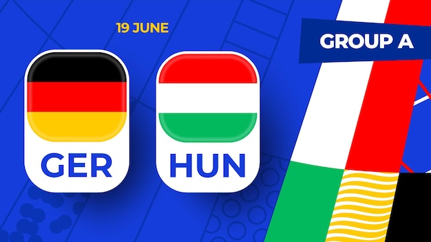 Vector germany vs hungary football 2024 match versus 2024 group stage championship match versus teams