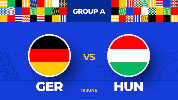 Vector germany vs hungary football 2024 match versus 2024 group stage championship match versus teams