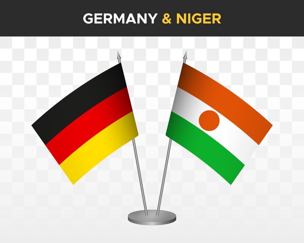 Germany vs niger desk flags mockup isolated 3d vector illustration deutsche table flags