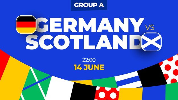 Vector germany vs scotland football 2024 match versus 2024 group stage championship match versus teams intro sport background championship competition