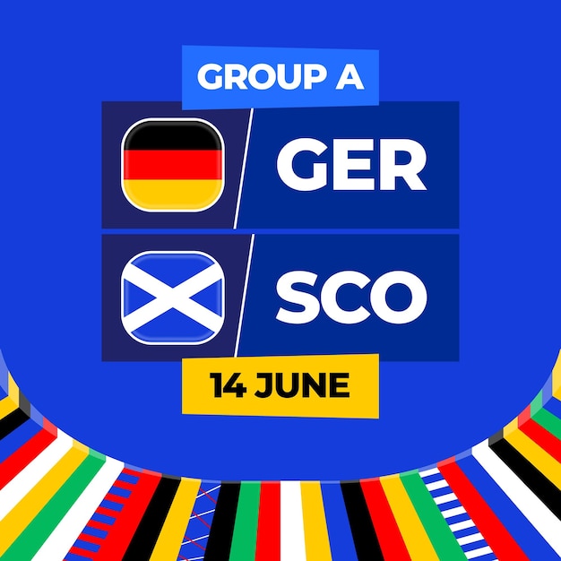 Vector germany vs scotland football 2024 match versus 2024 group stage championship match versus teams