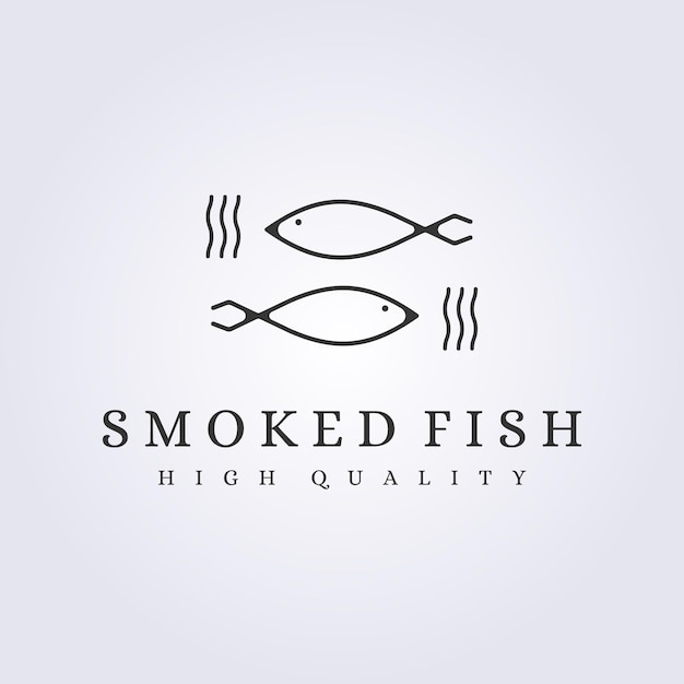 gerookte vis logo eenvoudige minimalistische lijn kunst icoon symbool teken sjabloon achtergrond vector illustratie ontwerp
