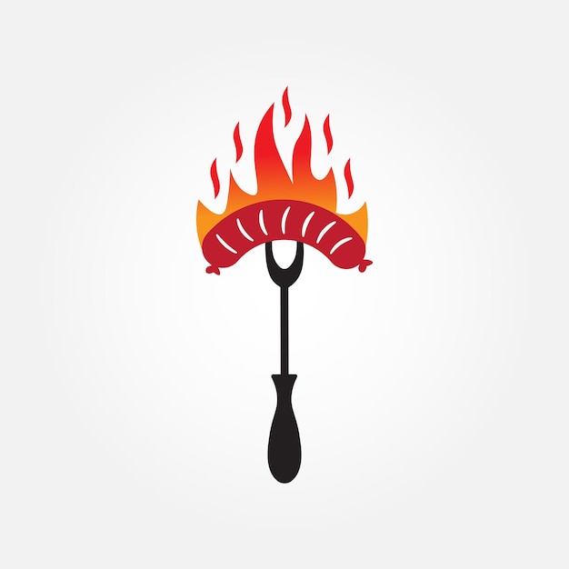 Gerookte worst barbecue grill logo vector illustratie ontwerp