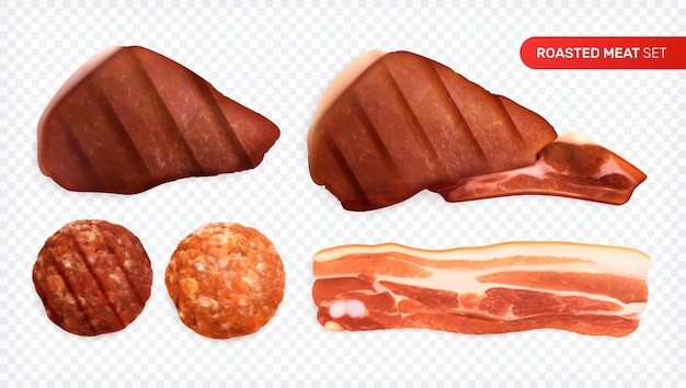 Geroosterd vlees op transparant oppervlak