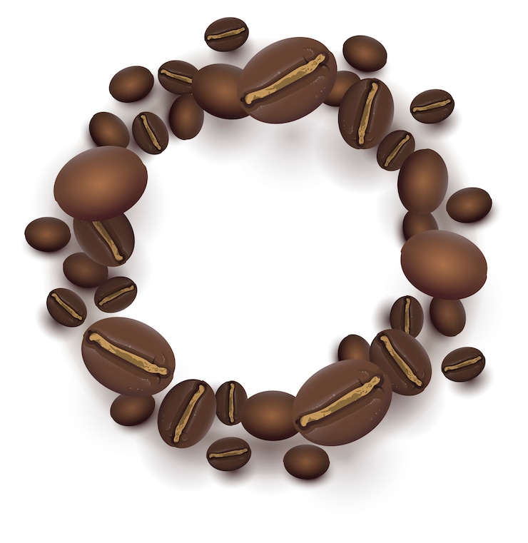 Vector geroosterde koffiebonen rond frame